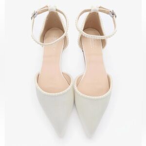 KAILEE P. Bella Pearl-Embellished Ivory Flats